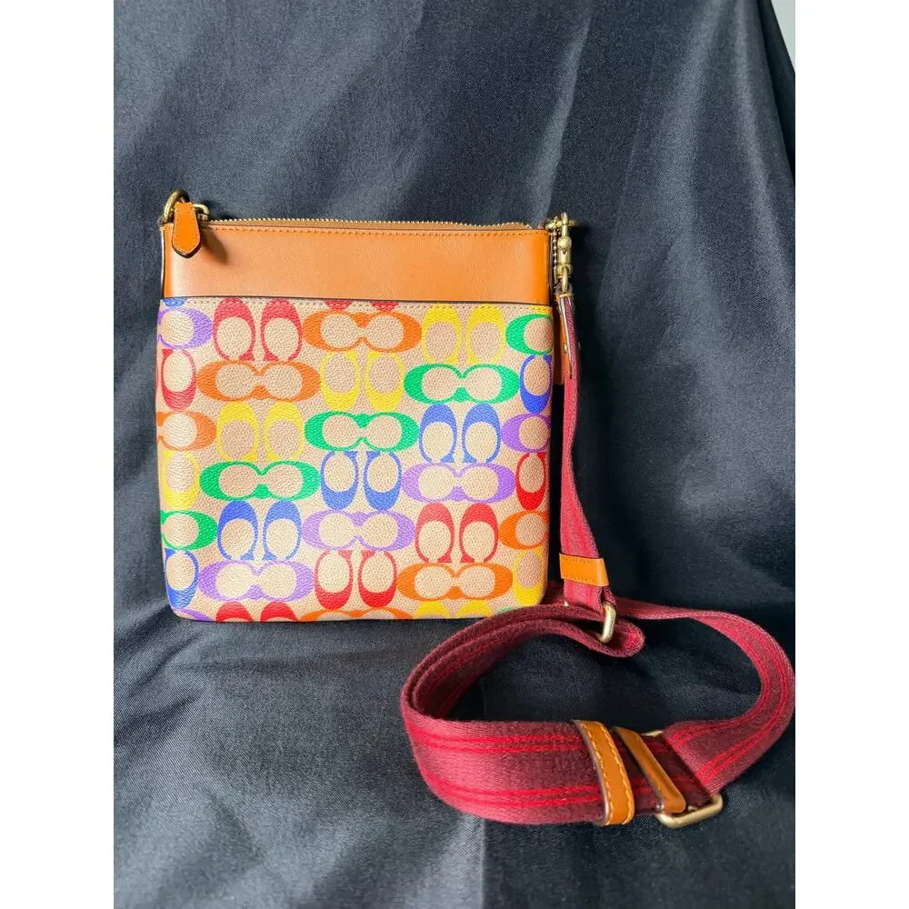 Coach Pride 2022 Rainbow Signature Kitt Messenger Crossbody Bag CA232
